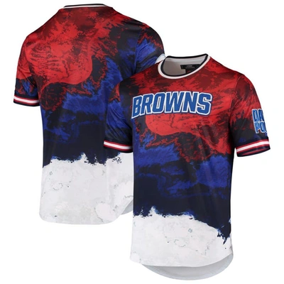 Pro Standard Men's  Navy, Red Cleveland Browns Americana Dip-dye T-shirt In Navy,red