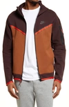Nike Sportswear Tech Fleece Zip Hoodie In Brown/ Pecan/ Red/ Black