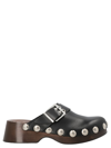 Ganni 55mm Studded Leather Clogs In Black