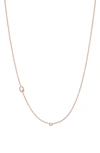 Bychari Small Asymmetric Initial & Diamond Pendant Necklace In 14k Rose Gold