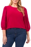 Cece Voluminous Lace Sleeve Top In Purple