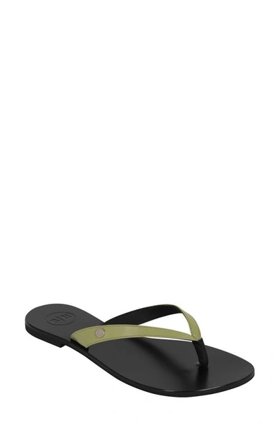 Bella Ha Italian Leather Handmade Flip Flop In Fern