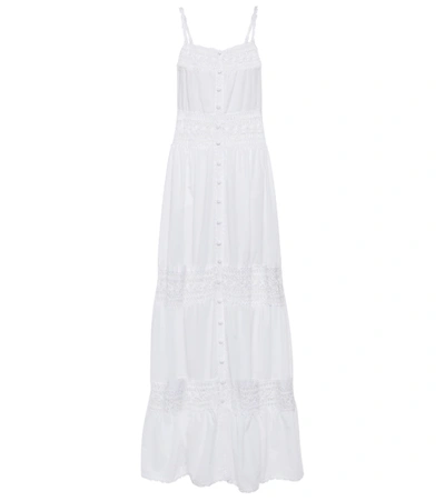Anna Kosturova Abigail Crochet-paneled Maxi Dress In White/white
