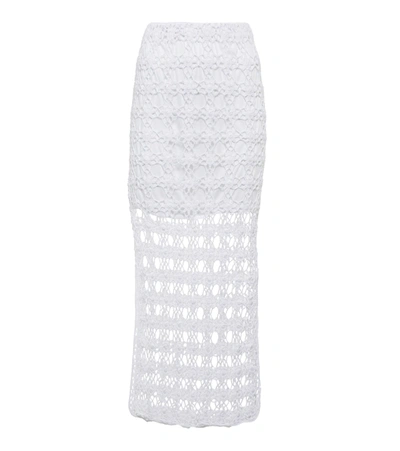 Anna Kosturova Rosette Crochet Cotton Maxi Skirt In White