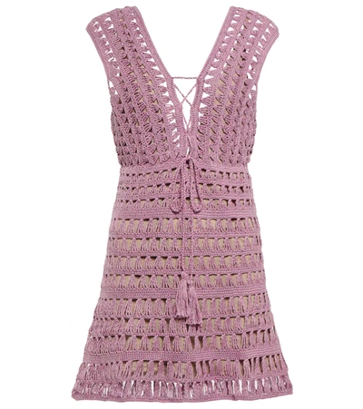 Anna Kosturova Jennifer Crochet Cotton Minidress In Lavender