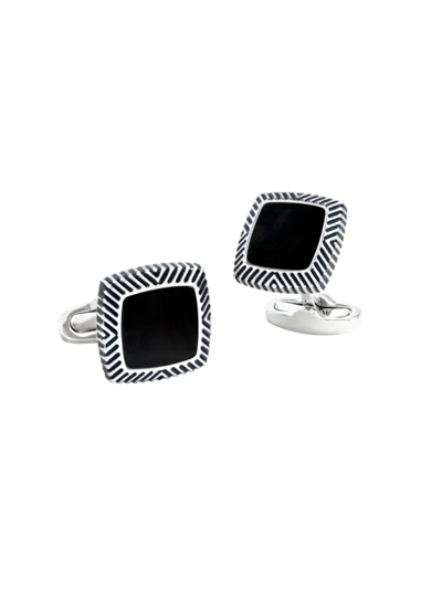 Link Up Onyx Square Cufflinks In Black