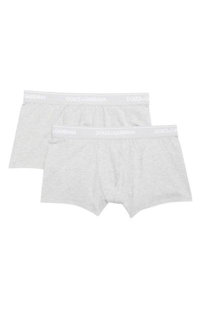 Dolce & Gabbana 2-pack Logo Waist Boxer Briefs In Grey