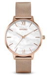 Vincero Eros Mesh Strap Watch, 38mm In Mesh Rose White Pearl