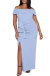 Xscape Plus Size Off-the-shoulder Gown In Sky Blue