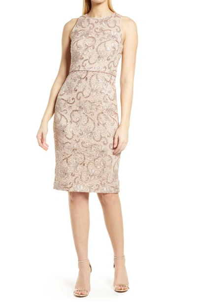 Vince Camuto Sleeveless Sequin Body-con Dress In Champagne
