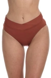 La Blanca La Blnca Island Goddess Crossover High Waist Bikini Bottoms In Cinnamon