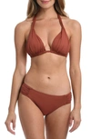 La Blanca Island Blanca Halter Bikini Top In Cinnamon