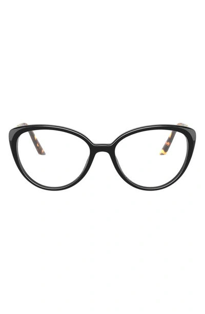 Prada 53mm Cat Eye Optical Glasses In Black