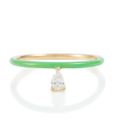 Persée Danae 18kt Yellow Gold And Diamond Ring In Green