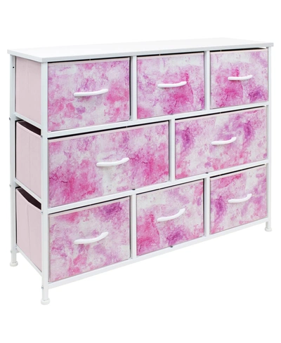 Sorbus 8 Drawers Chest Dresser In Tie-dye Pink