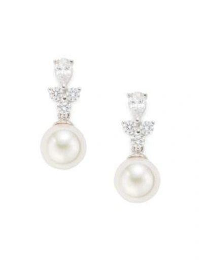 Majorica Women's 10mm White Pearl & Crystal Drop Earrings