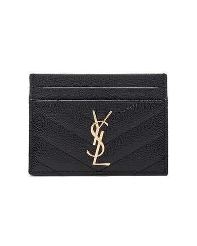 Saint Laurent Monogram Matelassé Leather Card Case In Black