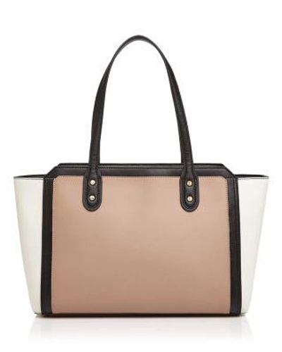 Ivanka Trump Soho Top Zip Color Block Leather Tote In Taupe Brown Multi/gold