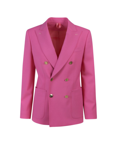 Max Mara Double-breasted Blazer With Stitched Profiles - Atterley In Fuchsia