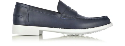 A.testoni Men's Blue Leather Loafers