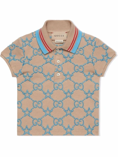Gucci Beige Polo Shirt For Baby Boy With Double Gg | ModeSens
