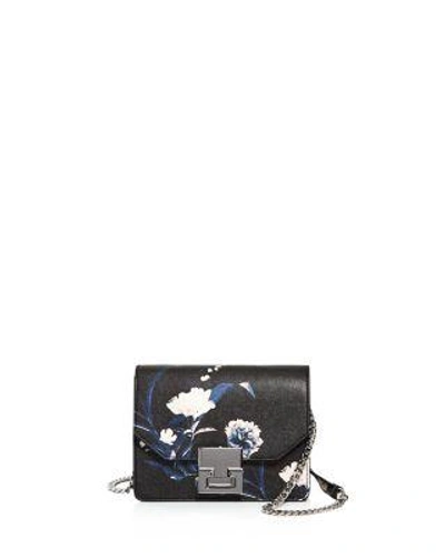 Ivanka Trump Hopewell Floral Mini Saffiano Leather Crossbody In Black Floral Multi/silver