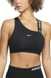 Nike Women's  Pro Swoosh Medium-support Asymmetrical Sports Bra In Black