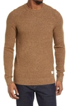 Frank + Oak Bouclé Crewneck Sweater In Khaki