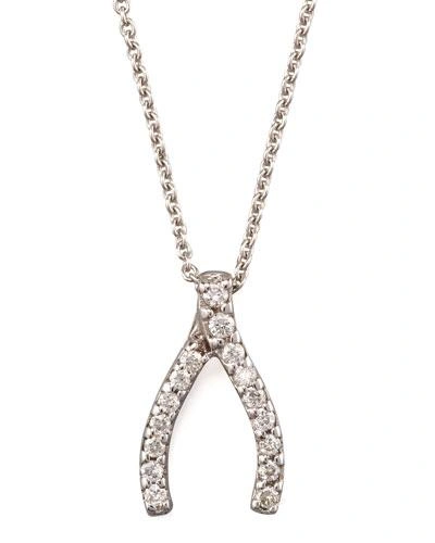 Roberto Coin 18 White Gold Wishbone Pendant Necklace With Diamonds, 16