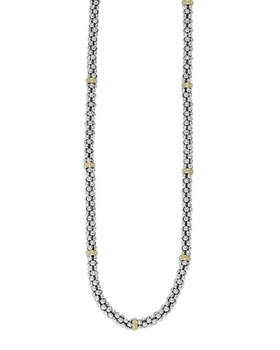 Lagos 18k Gold And Sterling Silver Caviar Mini Rope Necklace, 18 In Silver/gold