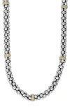 Lagos 18k Gold And Sterling Silver Caviar Mini Rope Necklace, 16 In Silver/gold