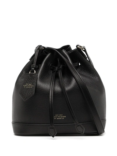 Smythson Grained Small Leather Bucket Bag In Black ModeSens