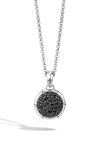 John Hardy Bamboo Silver Small Round Pendant With Black Sapphire On Chain Necklace, 18 In Treated Black Sapphire