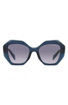 Prada 53mm Gradient Irregular Sunglasses In Blue Transparent