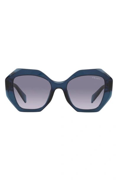 Prada 53mm Gradient Irregular Sunglasses In Blue Transparent