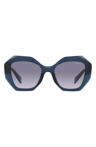Prada 53mm Gradient Irregular Sunglasses In Blue / Light Violet Gr Blue