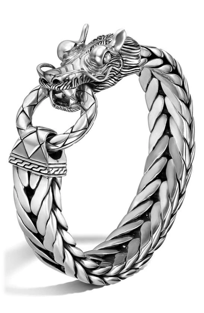 John Hardy Men's Naga Silver Dragon Head Bracelet On Fishtail Chain