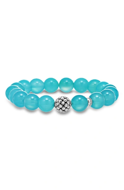 Lagos Caviar Ball Beaded Blue Chalcedony Bracelet, 10mm