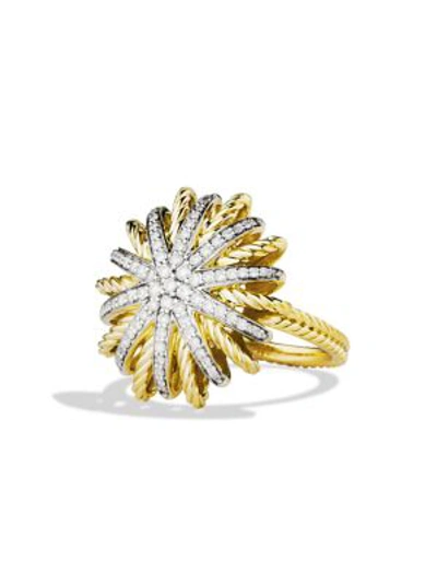 David Yurman Starburst Ring With Diamonds In Gold In Yellow Gold