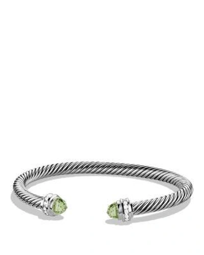 David Yurman Cable Classics Bracelet With Prasiolite & Diamonds In Silver