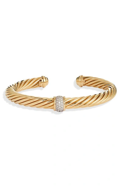 David Yurman Women's Cable Classics Bracelet With Diamonds In 18k Yellow Gold/7mm