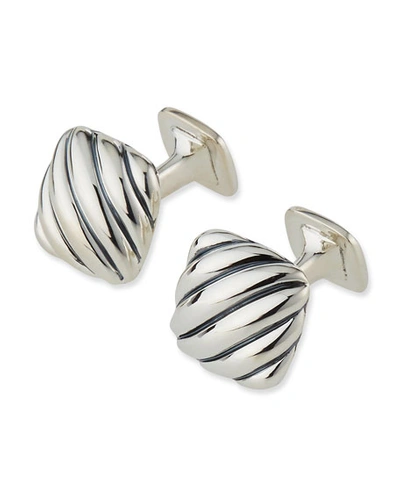 David Yurman Men's Cable Cushion Cuff Links In Silver