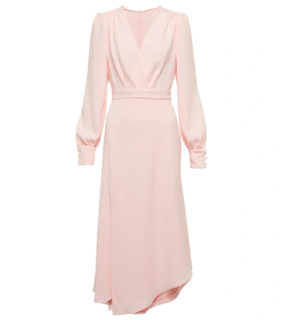 Monique Lhuillier Asymmetric Midi Dress In Pale Pink