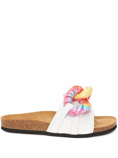 Jw Anderson White Tie-dye Chain Link Leather Sandals