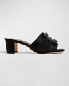 Manolo Blahnik Marta New 50 Satin Sandal In Black