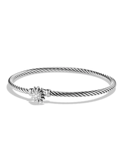 David Yurman Starburst Single-station Cable Bracelet With Diamonds In Silver/white