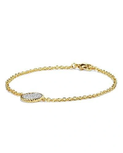 David Yurman Cable Collectibles Pave Charm Bracelet With Diamonds In Gold In Gold/white