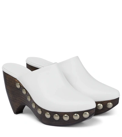 Alaïa Le Sabot Wooden-heel Leather Wedge Clogs In White