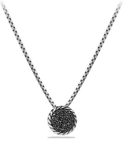 David Yurman Chatelaine Pave Pendant Necklace With Black Diamonds In Silver/black
