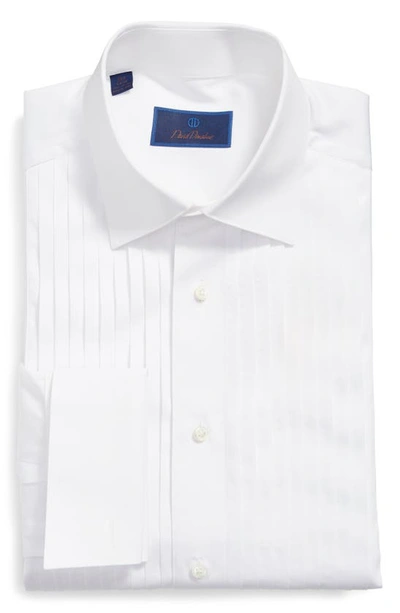 David Donahue Men's Regular-fit Pleated-front Formal Dress Shirt In White